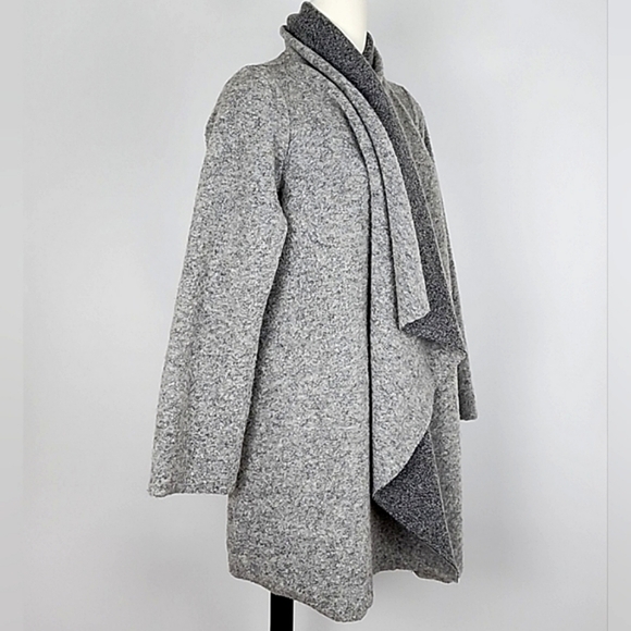 Marisa & Marie Open Front Waterfall Cardigan Wool Blend Two Tone Grey Size Small - Picture 3 of 11